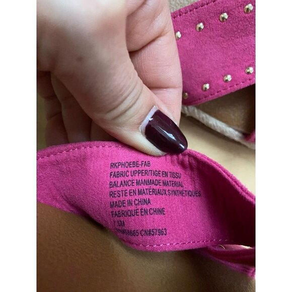 Nordstrom Rack "Phoebe" BNWOT espadrille slide sandal size 7.5 NEW pink studded - Picture 6 of 6